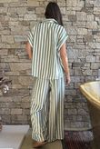Mallow Stripe Cap Sleeve Shirt Olive